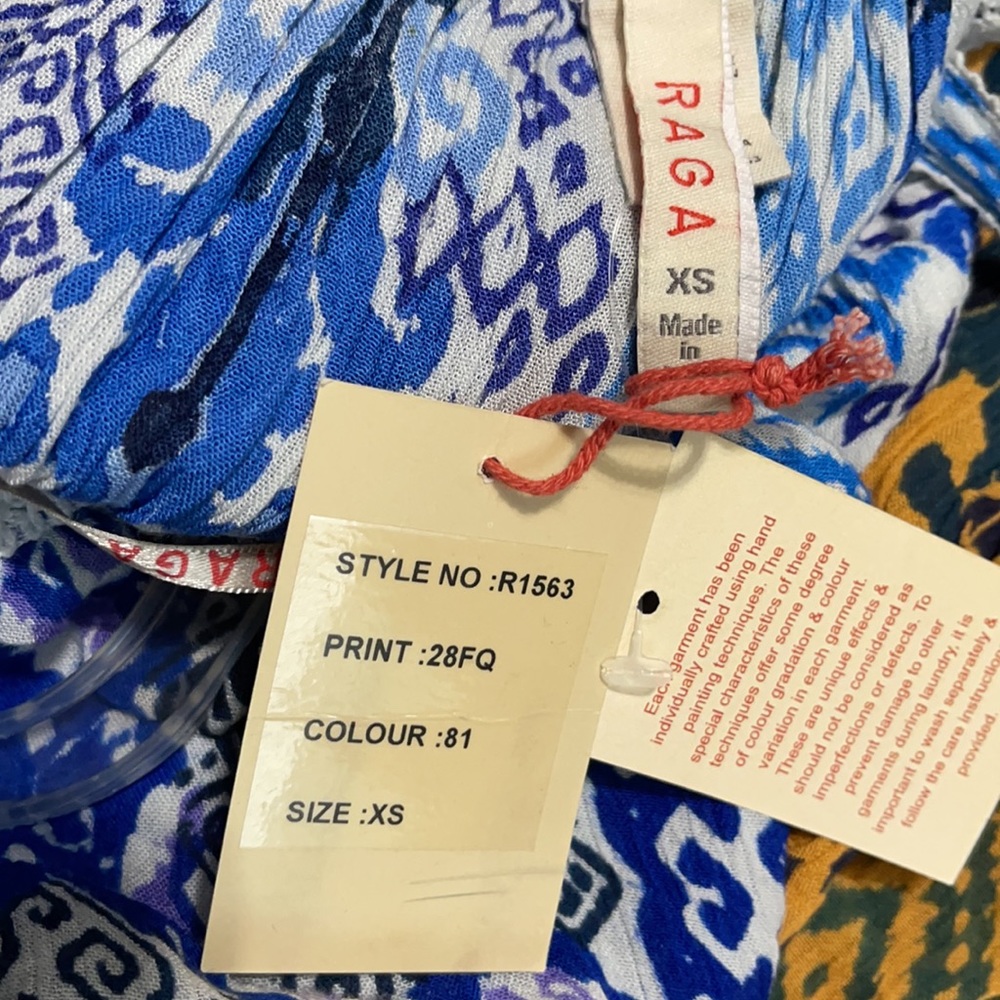 Anthropologie RAGA Until Sunrise Tiered Halter Midi Dress Blue Rust Ruffled XS - Picture 12 of 12